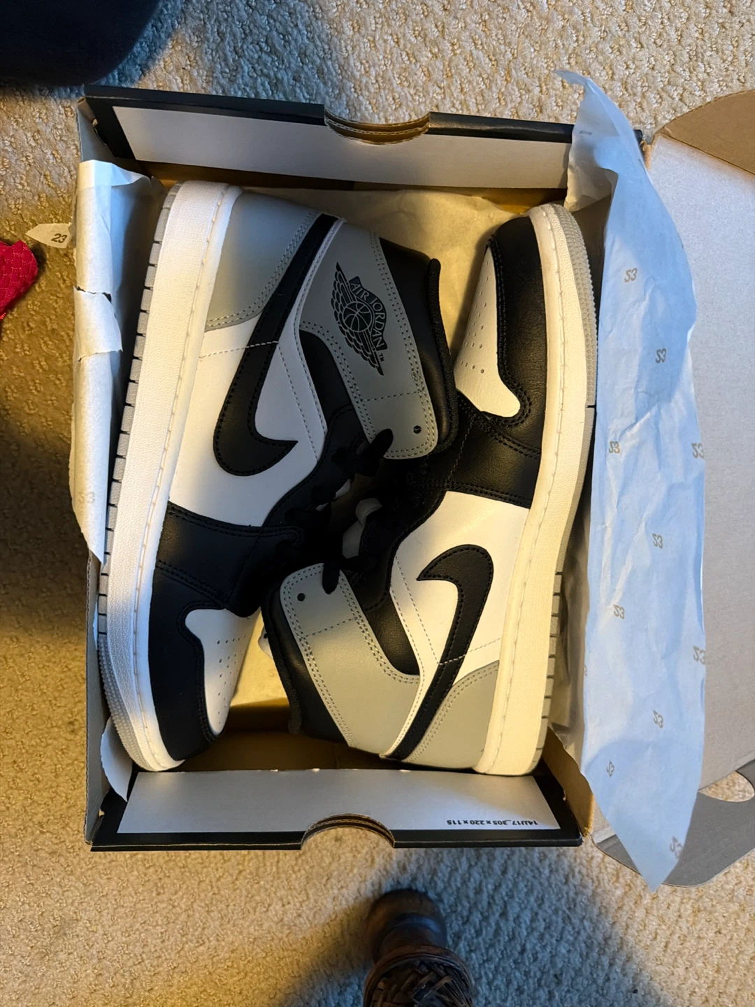 Air Jordan 1 Mid Grey Black White Sneakers