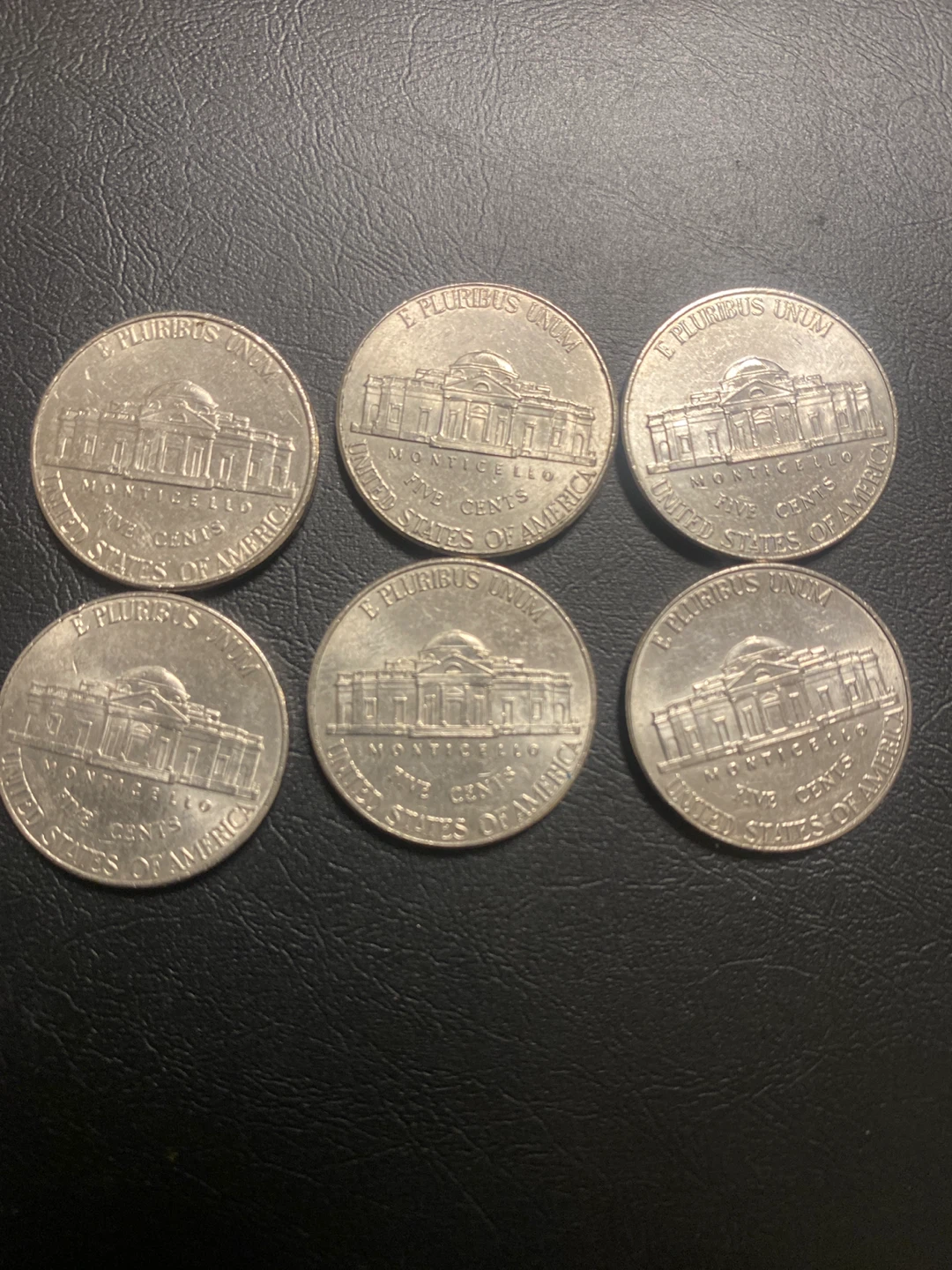 Set of 6 US Jefferson Nickels (2011-2016)