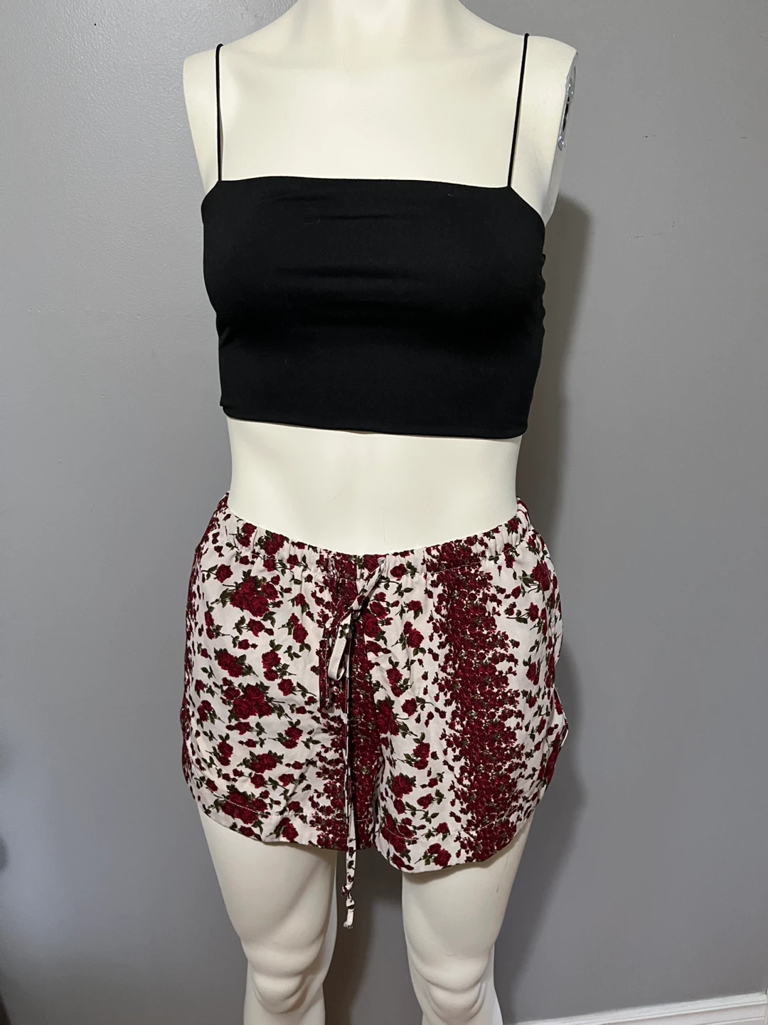 Small size floral shorts and Black  black Top
