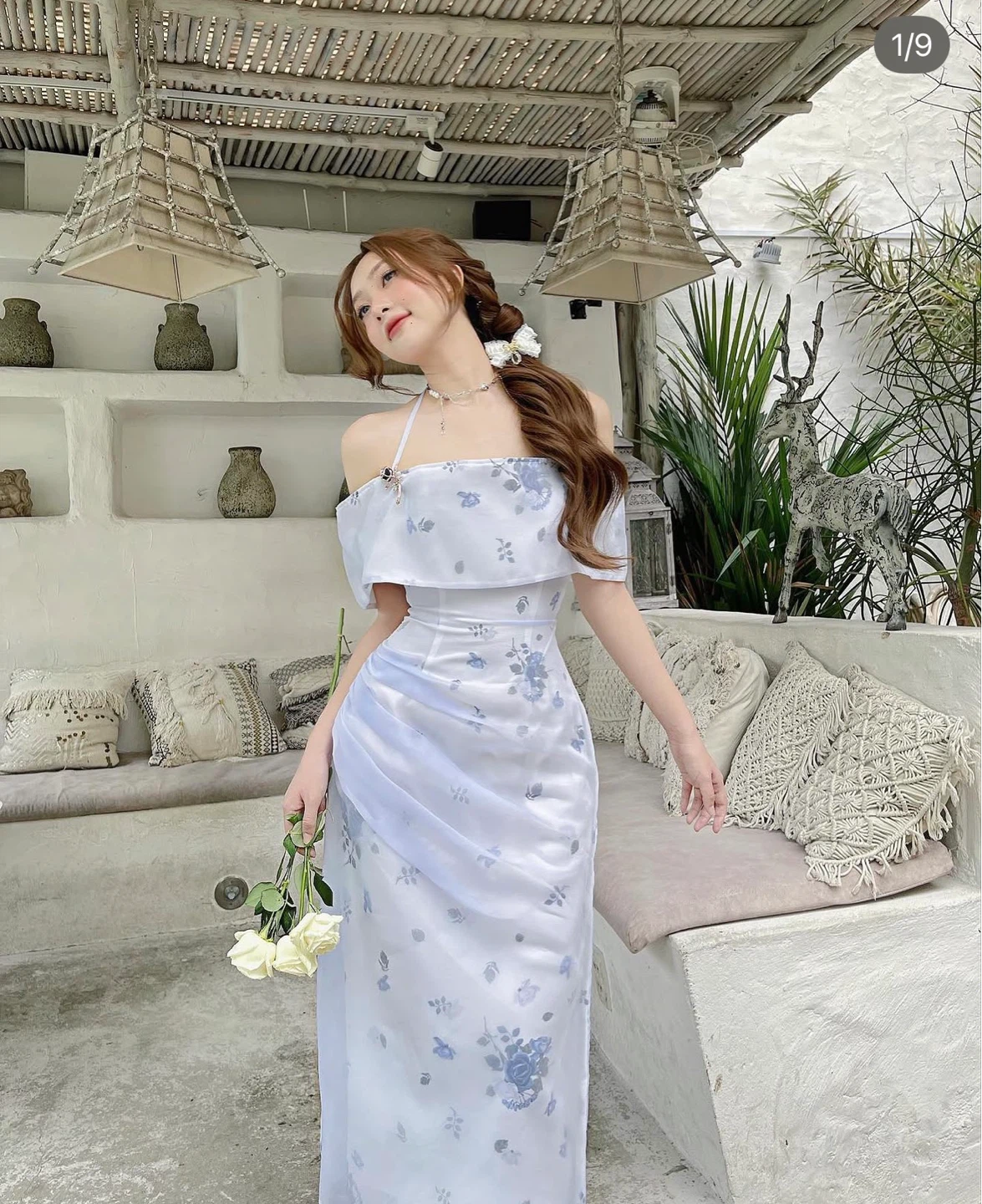 Lavender blue off shoulder summer dress