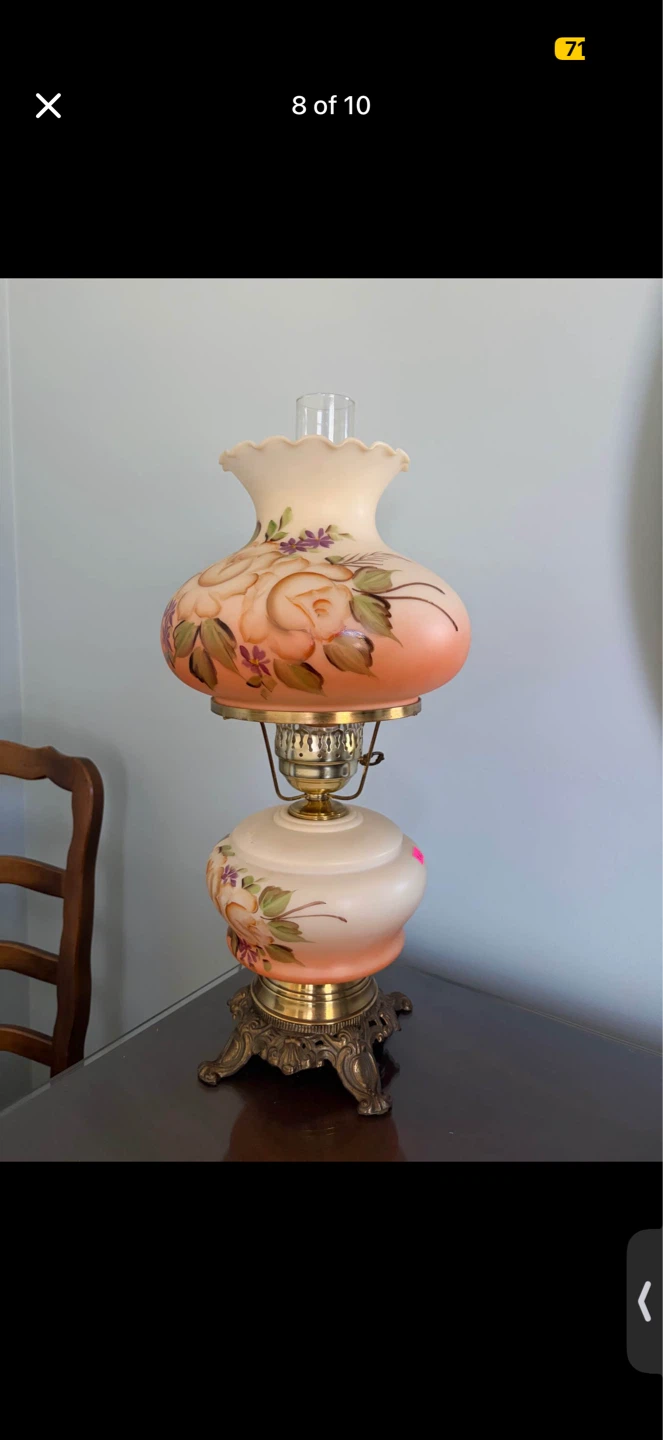 Large Vintage Floral Hurricane Lamp - photo 2