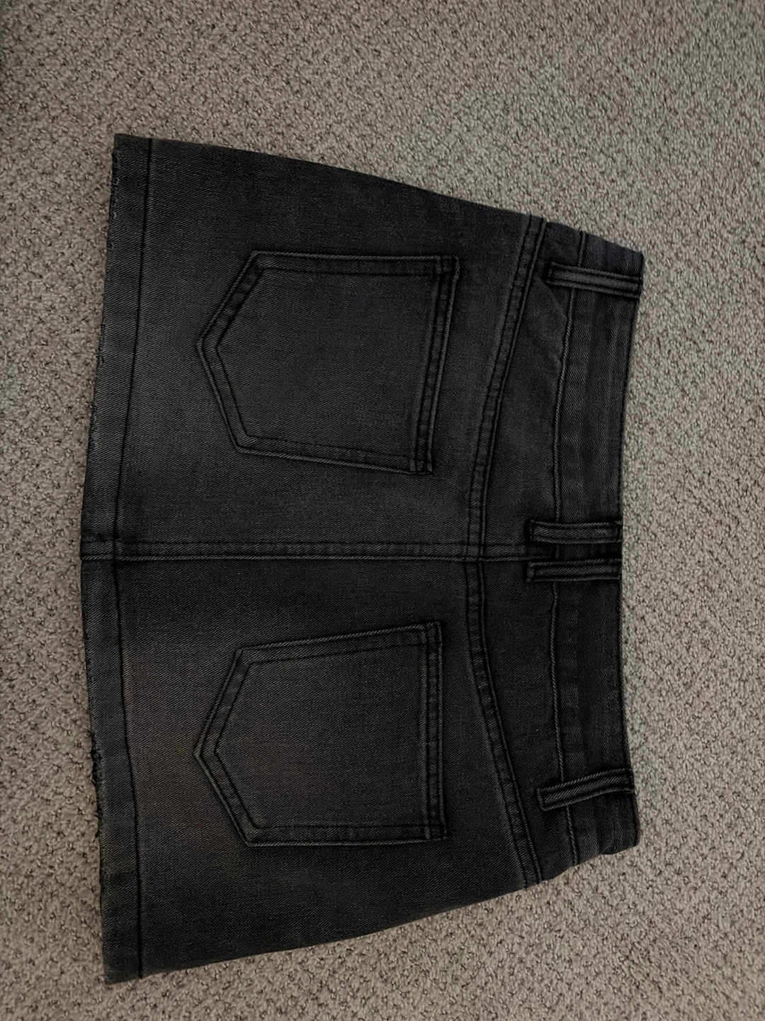 Grey Denim Mini Skirt with White Accents - photo 2