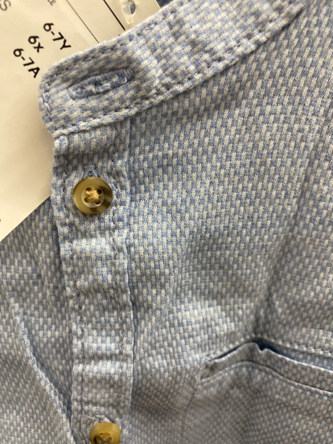 H&M Light Blue Textured Band Collar Shirt - Size 6-7Y - photo 4