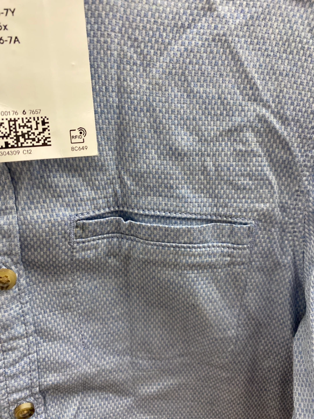 H&M Light Blue Textured Band Collar Shirt - Size 6-7Y - photo 3
