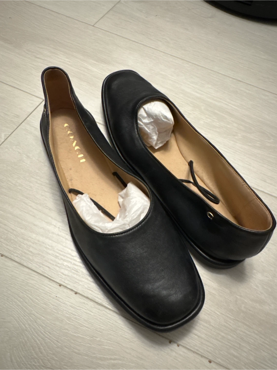 Coach Black Leather Ballet Flats Size 9.5B