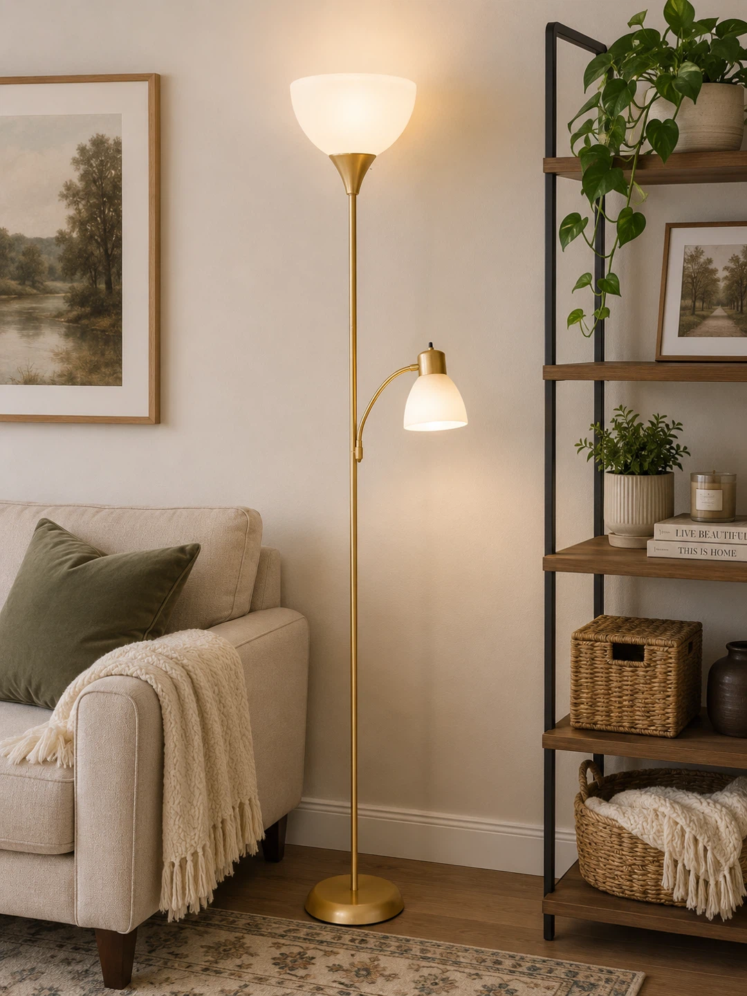 Floor Lamp with Adjustable Reading Light