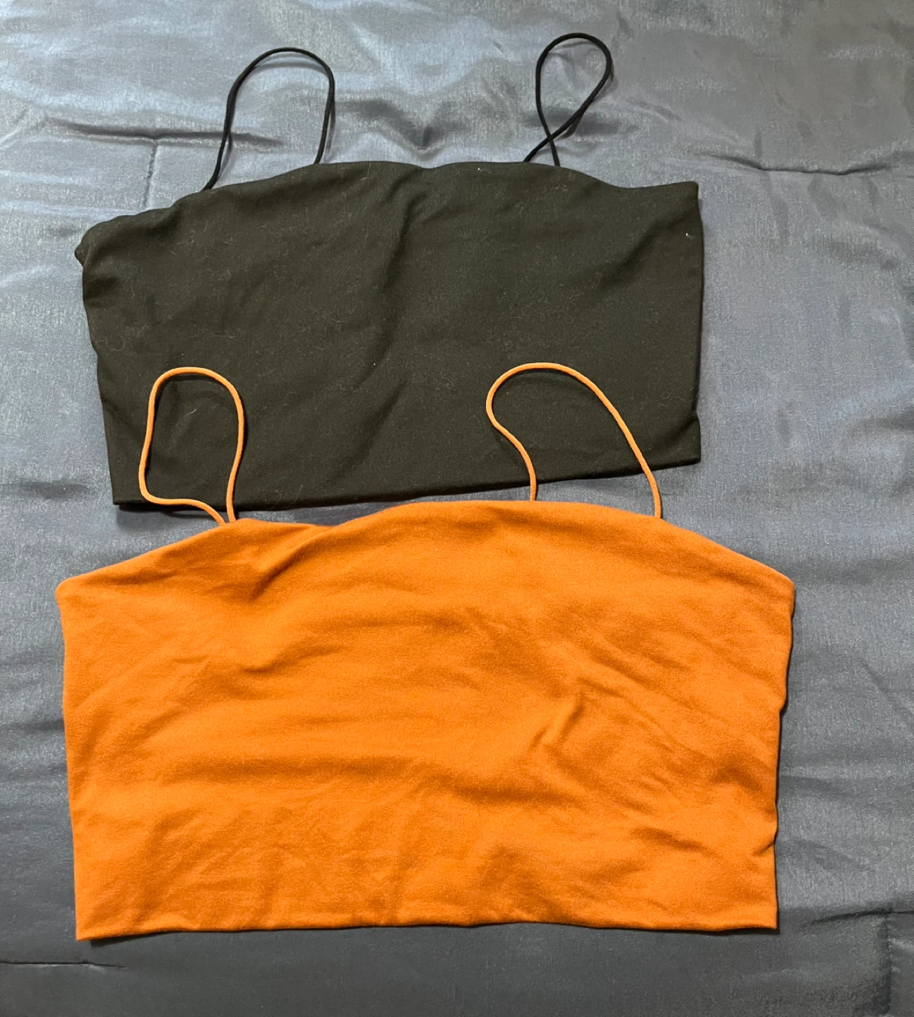 Black and Orange Spaghetti Strap Crop Tops