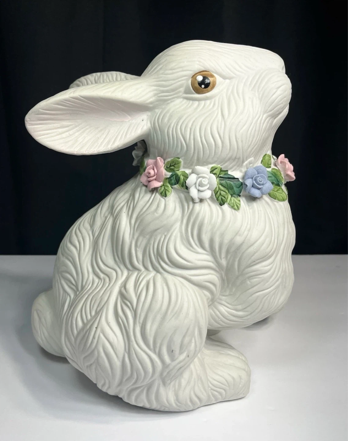 Ceramic Bunny Figurine with Floral Collar - photo 2