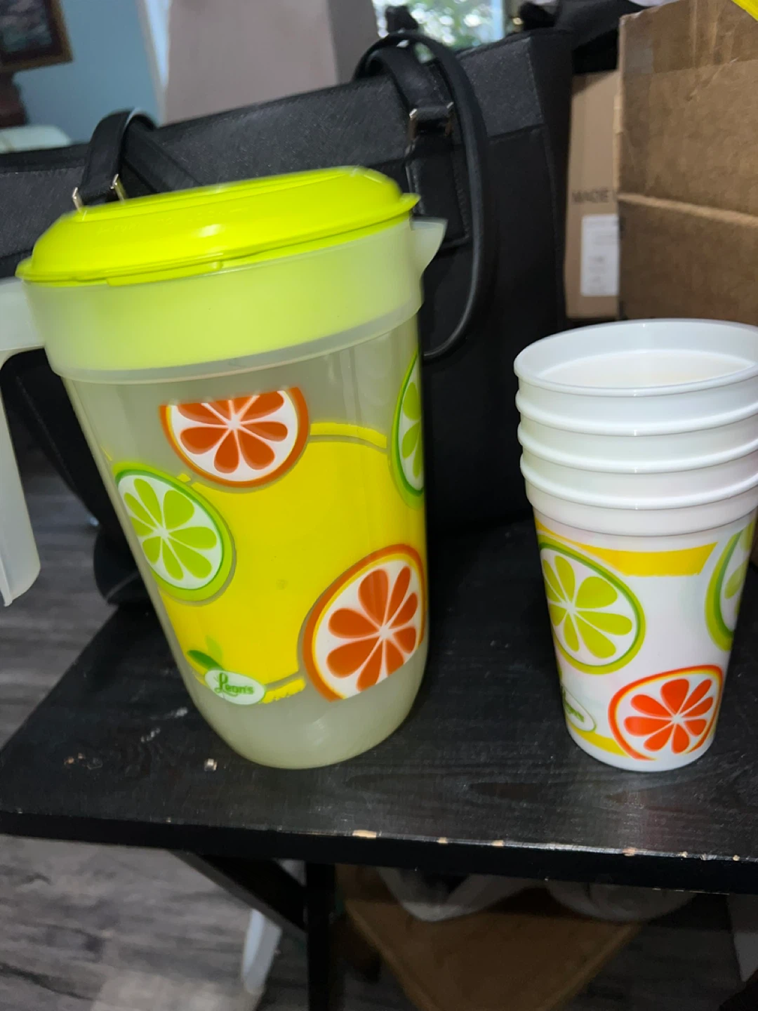 Lemon & Lime Citrus Print Pitcher with Cups - photo 2
