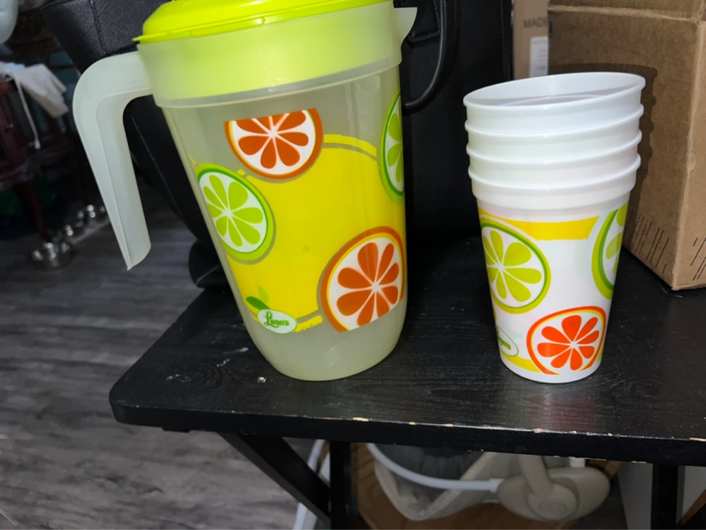 Lemon & Lime Citrus Print Pitcher with Cups