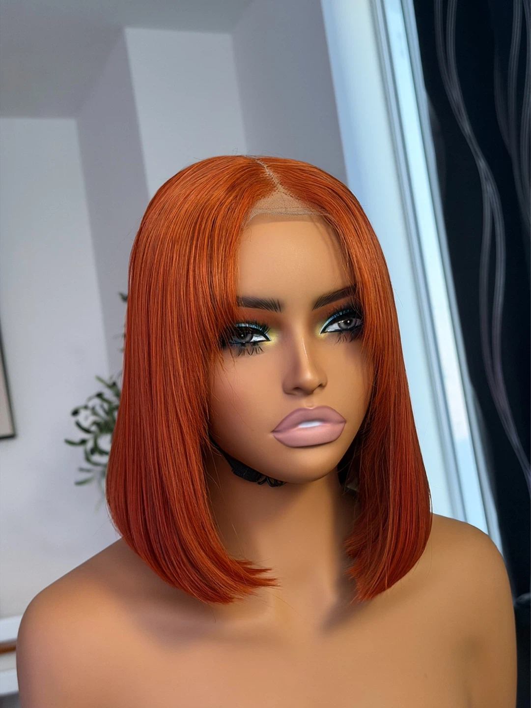 Double drawn Orange Bob Wig