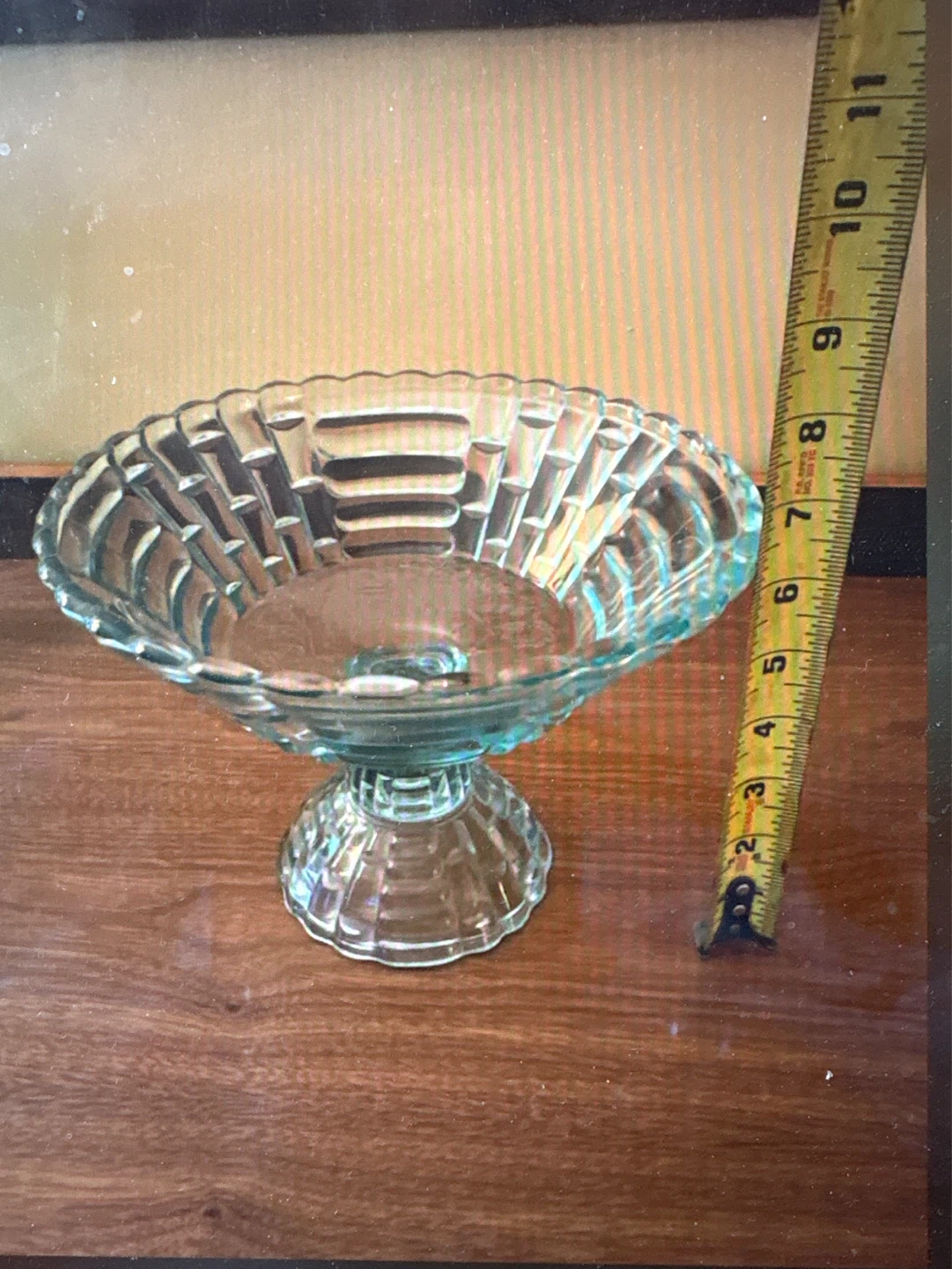 Vintage ice Blue open Compote Glass Footed Candy Dish - photo 2