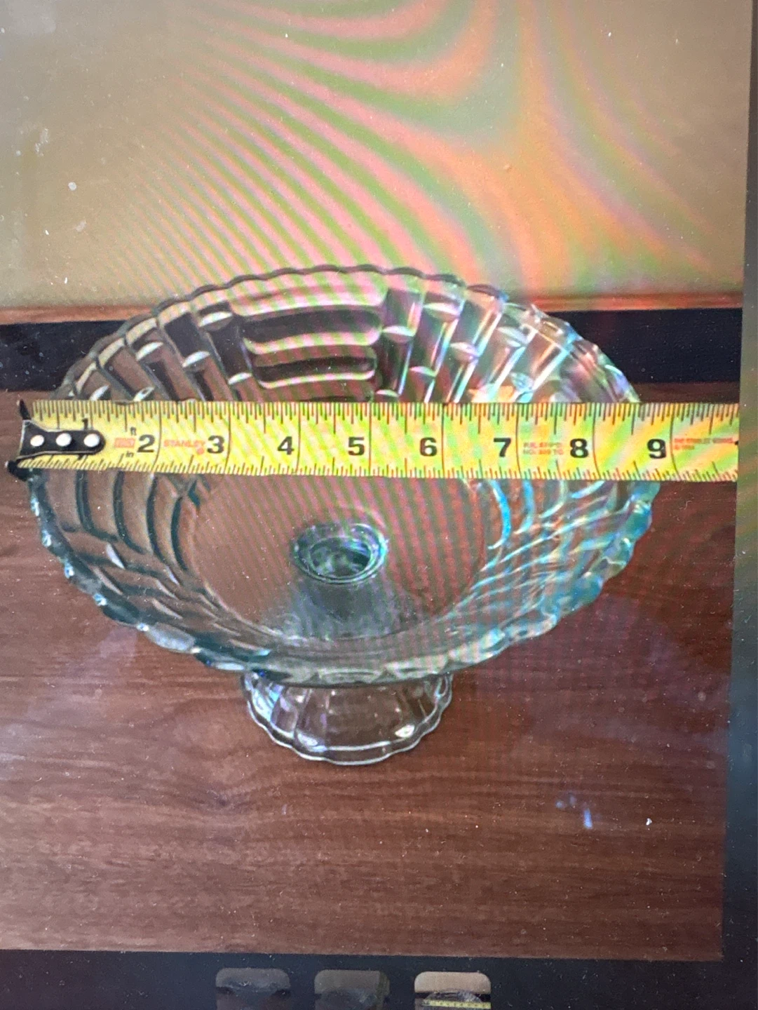 Vintage ice Blue open Compote Glass Footed Candy Dish - photo 3