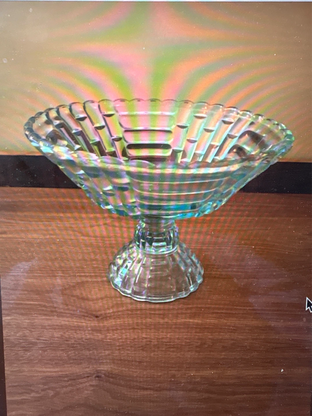 Vintage ice Blue open Compote Glass Footed Candy Dish