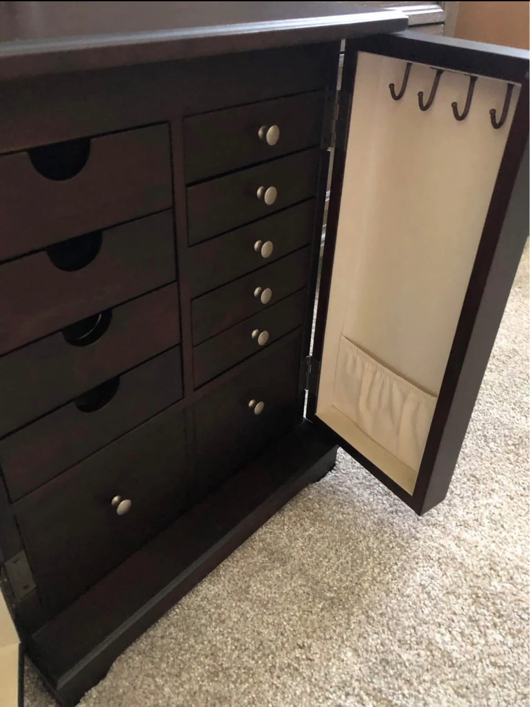 Mahogany Table top Jewelry Armoire with Mirror - photo 2