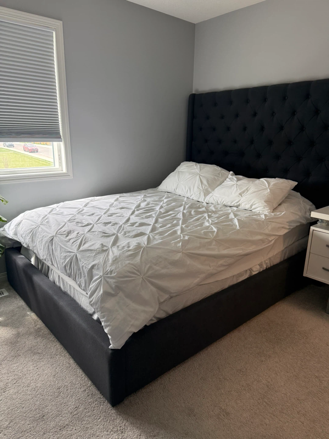 Queen Size Tufted Wingback Bed Frame with Mattress - photo 2