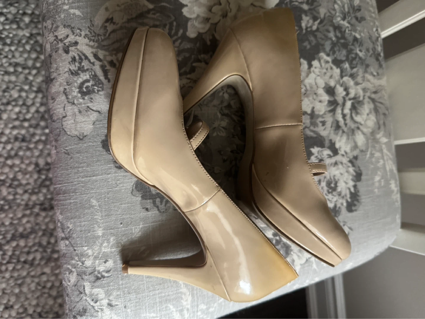 Enzo Angiolini Beige Patent Leather Mary Jane Heels - photo 2