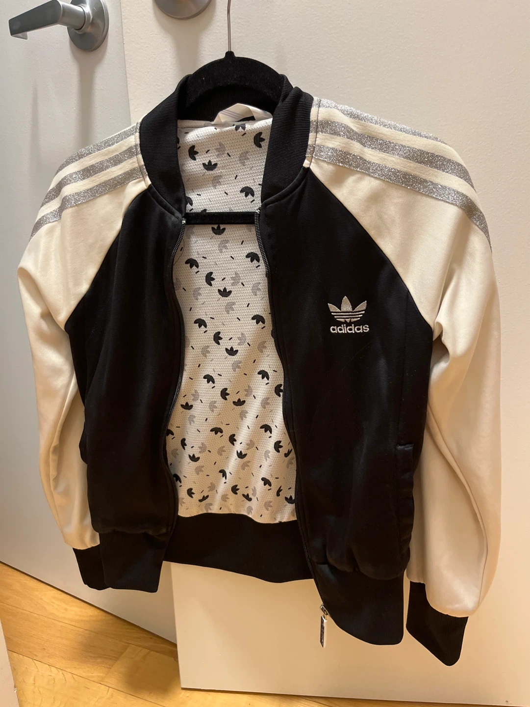 Adidas Track Jacket with Glitter Stripes