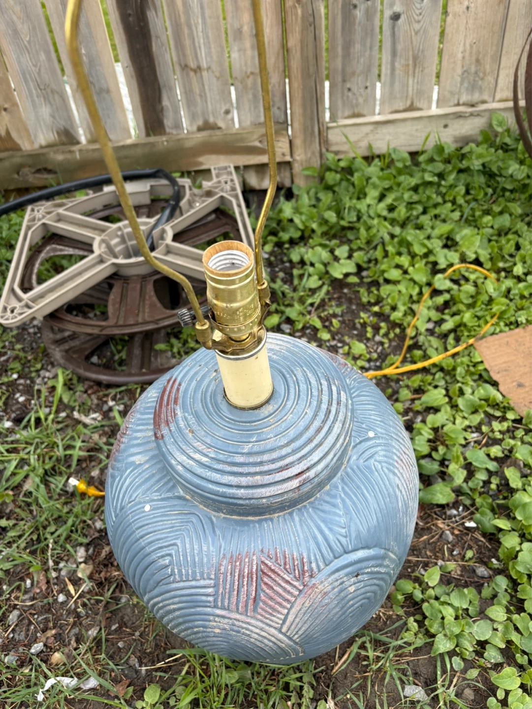 Vintage Blue Ceramic Table Lamp - photo 2