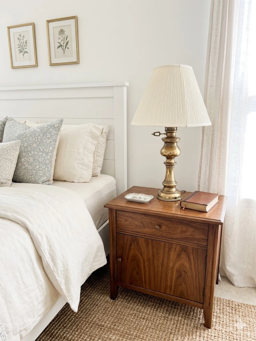 Vintage Brass Table Lamp with Cream Shade