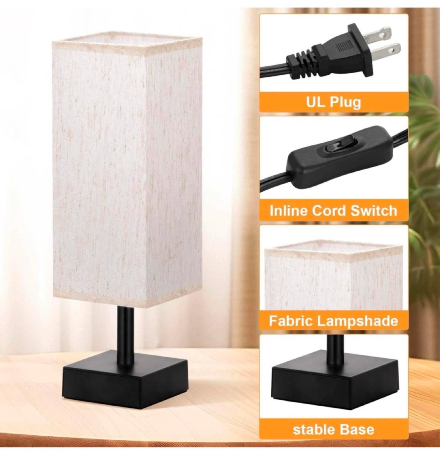 Modern Rectangular Table Lamp with Fabric Shade - photo 4
