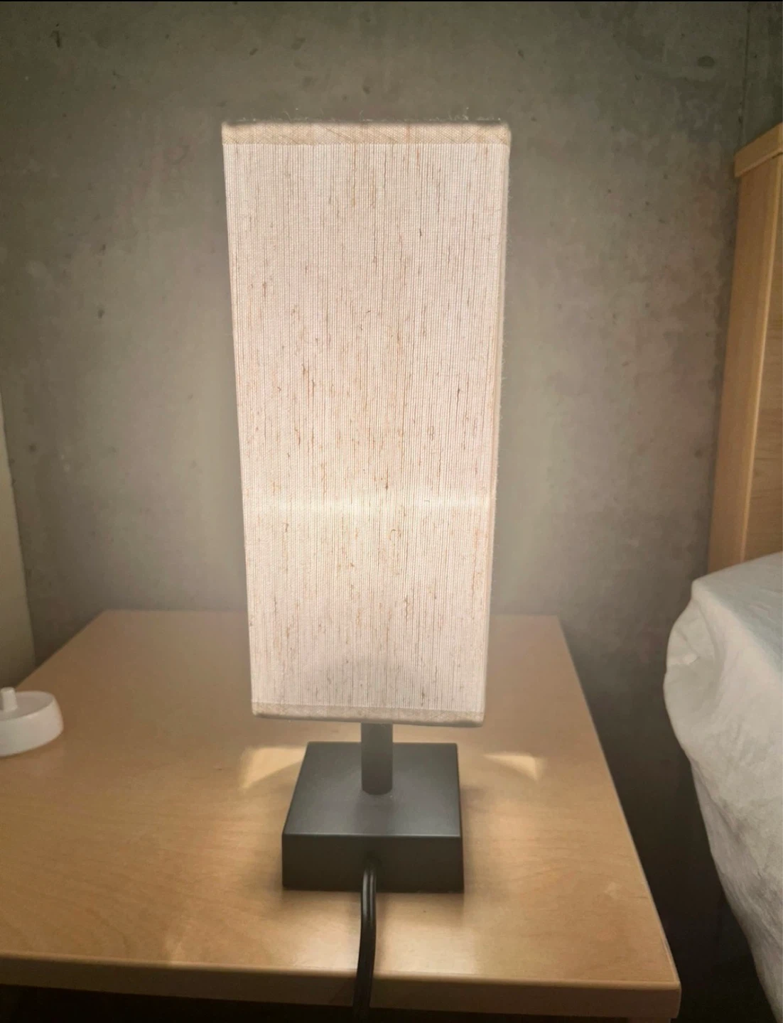 Modern Rectangular Table Lamp with Fabric Shade