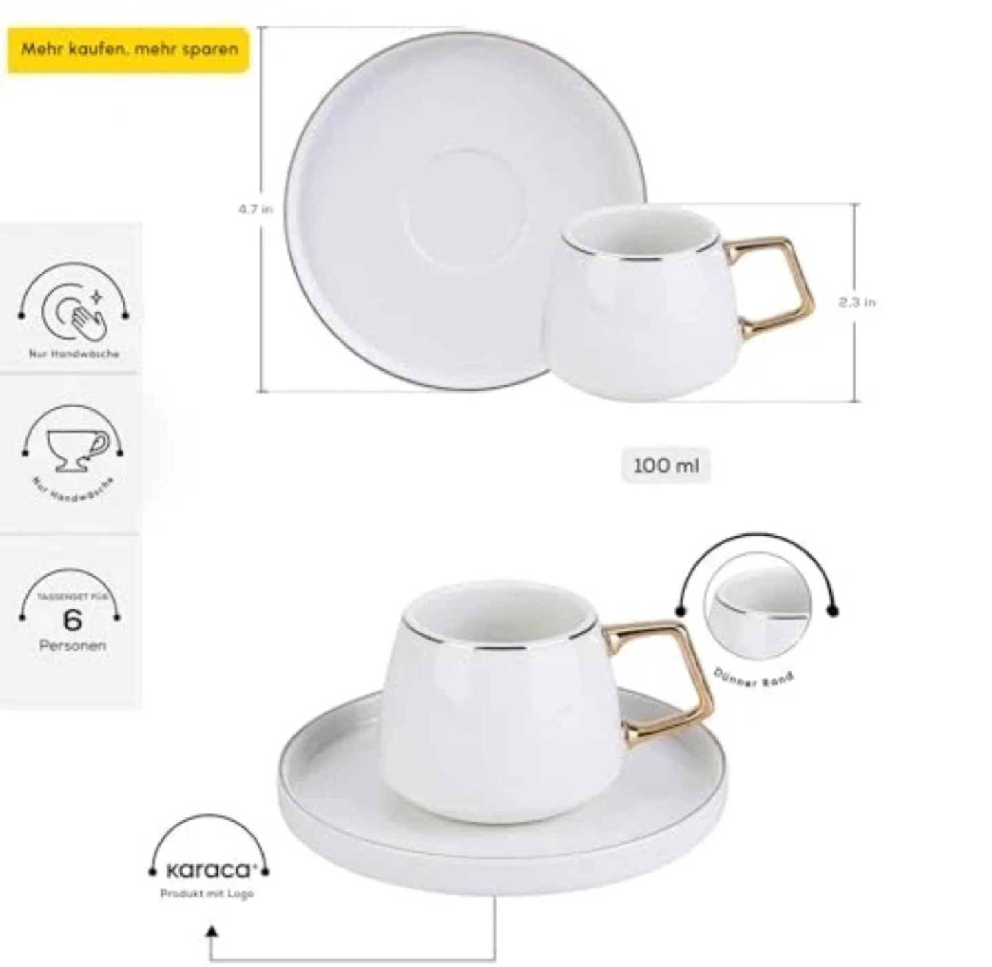 Karaca Saturn Espresso Cups Set of 6 - photo 3