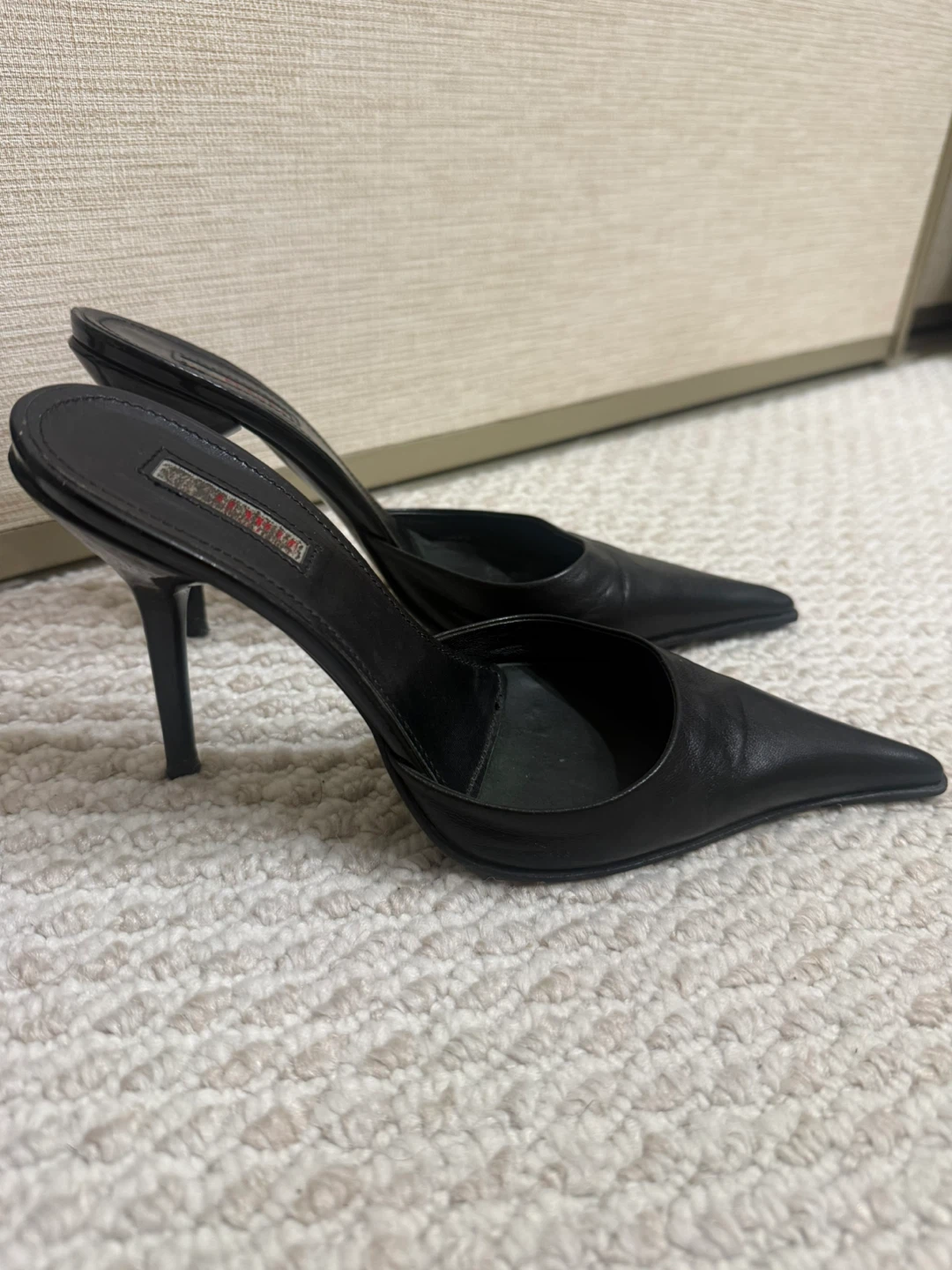 LeSilla Black Leather Mules Size 35