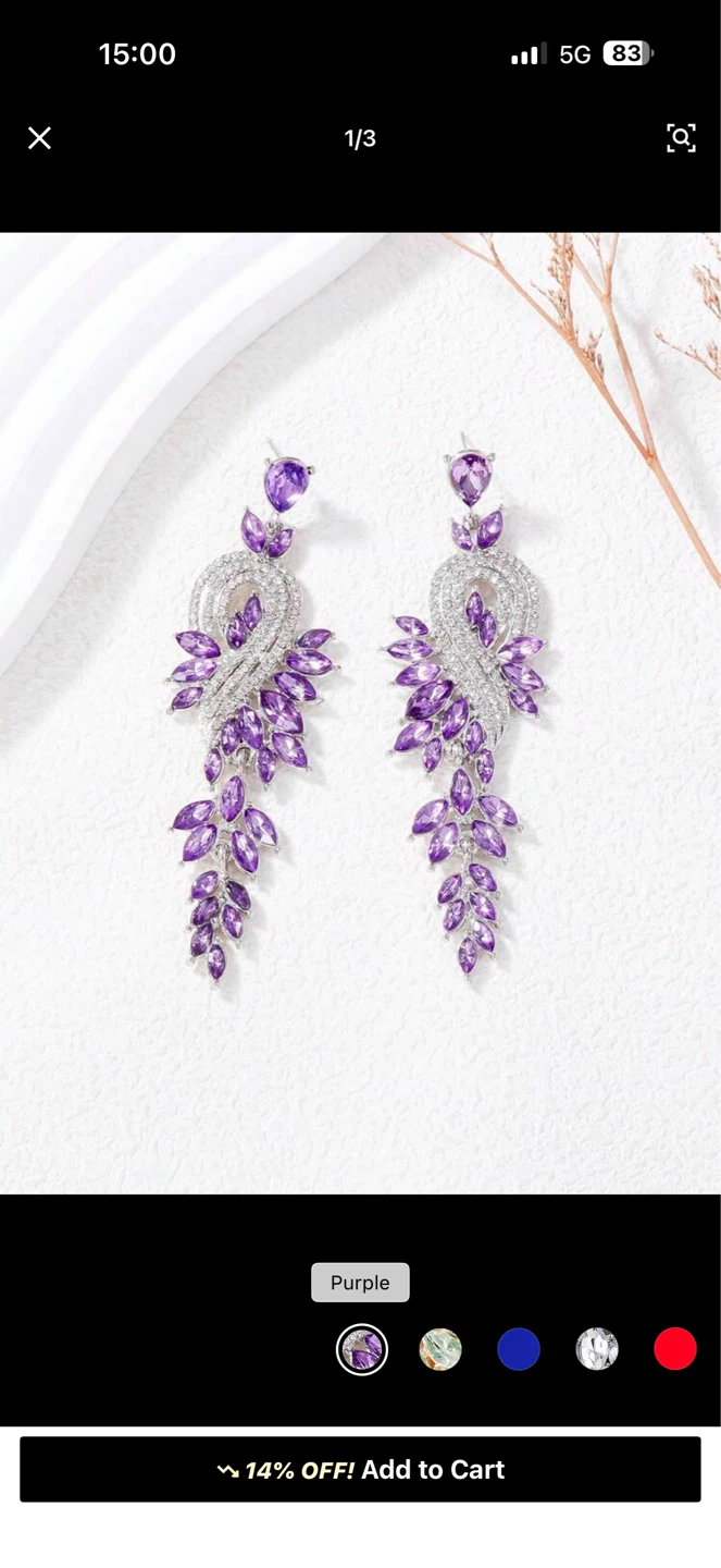 Pair Exaggerated Glass Pendant Earrings NEW - photo 5