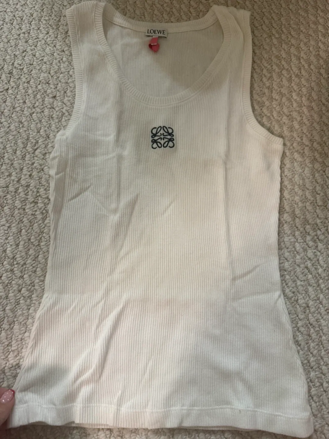 Authentic LOEWE White Ribbed Tank Top - Size S