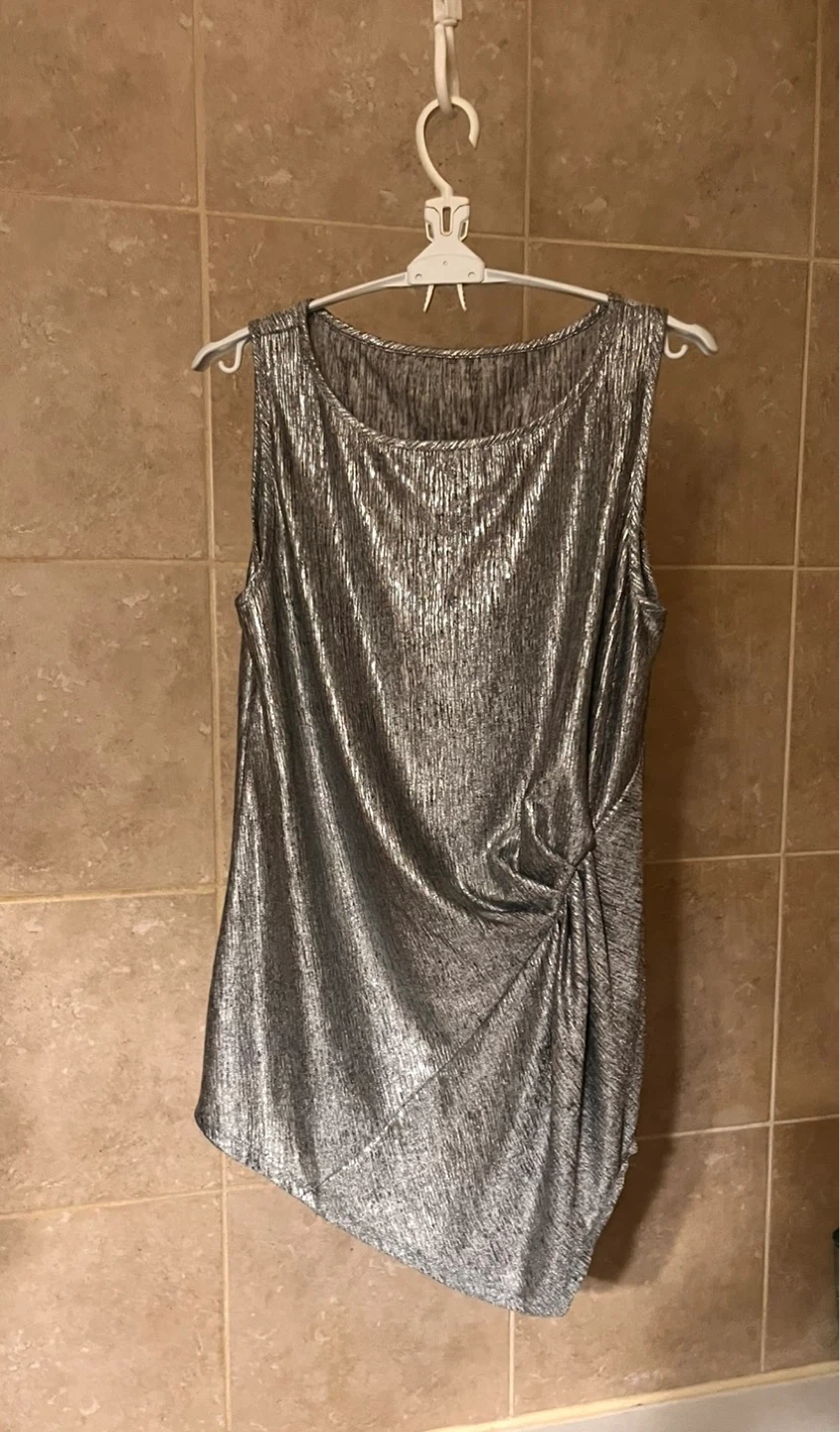 Silver Metallic Sleeveless Top