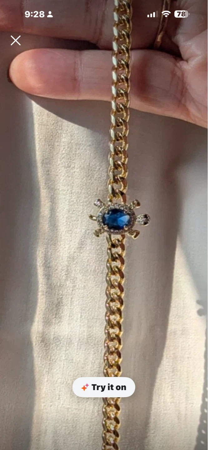 14k gold laminated Turtle Charm Bracelet