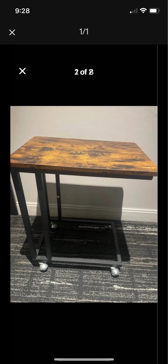 50*36*30cm Rolling Side Table with Wood Top