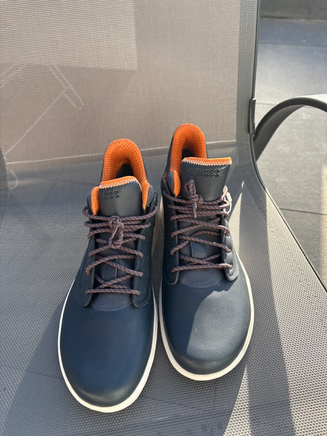 Geox Respira Navy & Orange Mid-Top Sneakers