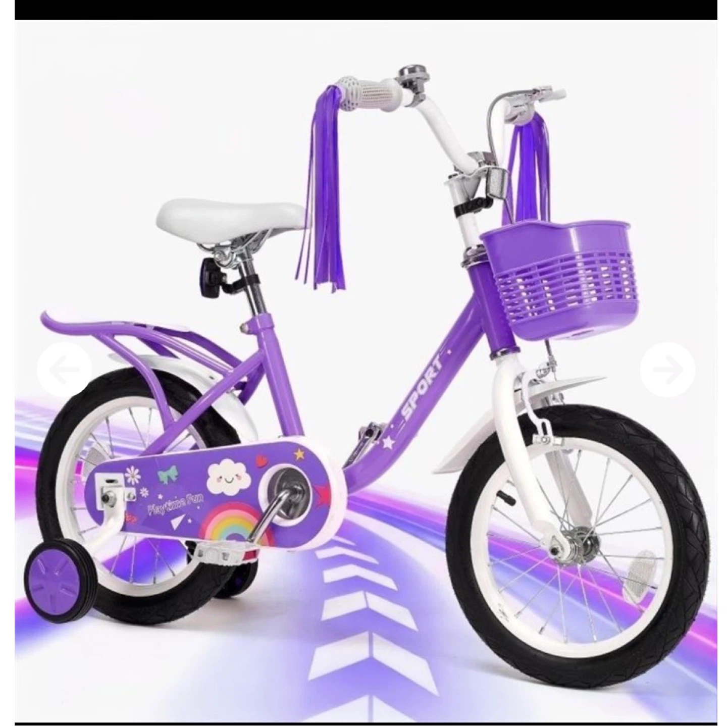 Kids Purple Sport Training Wheel Bike
