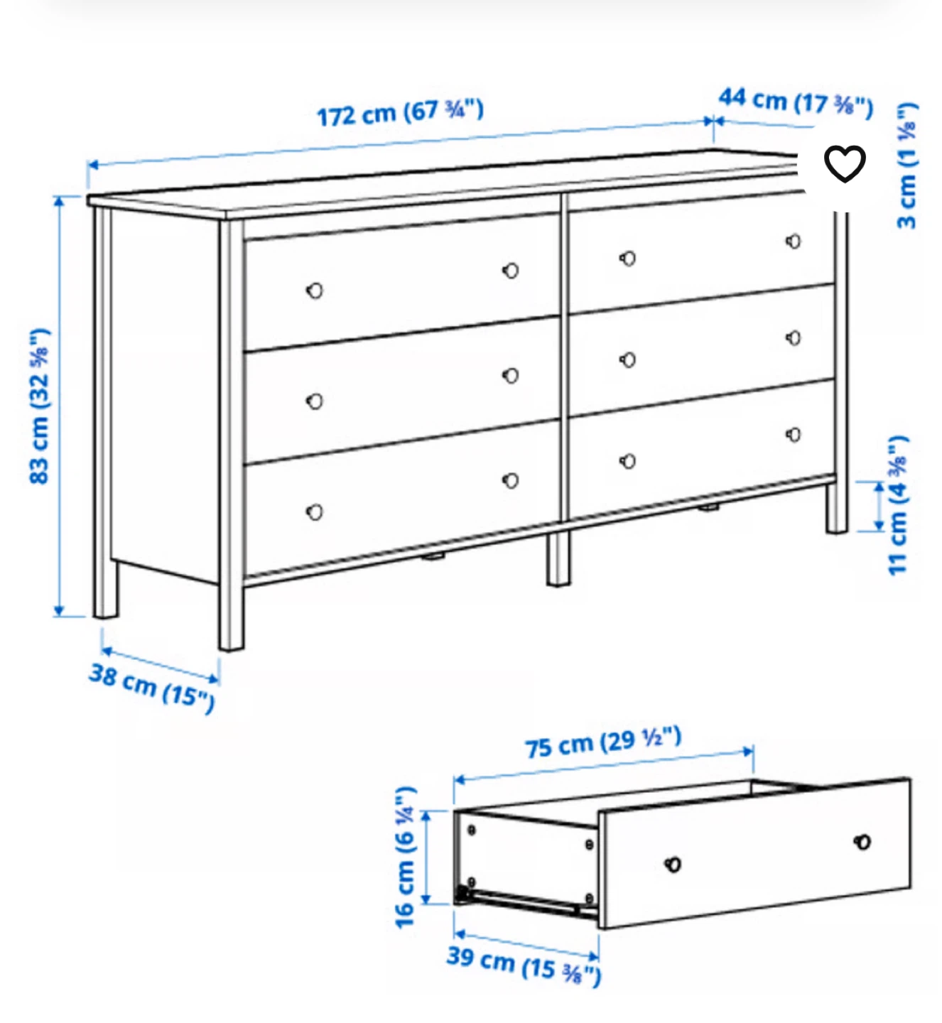 IKEA KOPPANG dresser white with 6 drawers - photo 5
