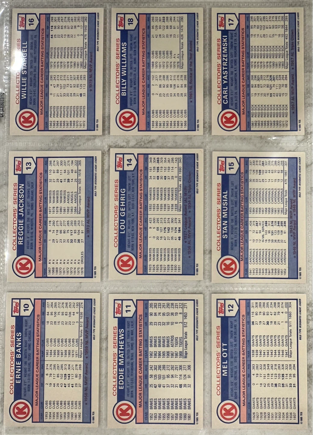 1985 Topps/Circle K Promo. Baseball Home Run Kings Baseball Set - photo 4