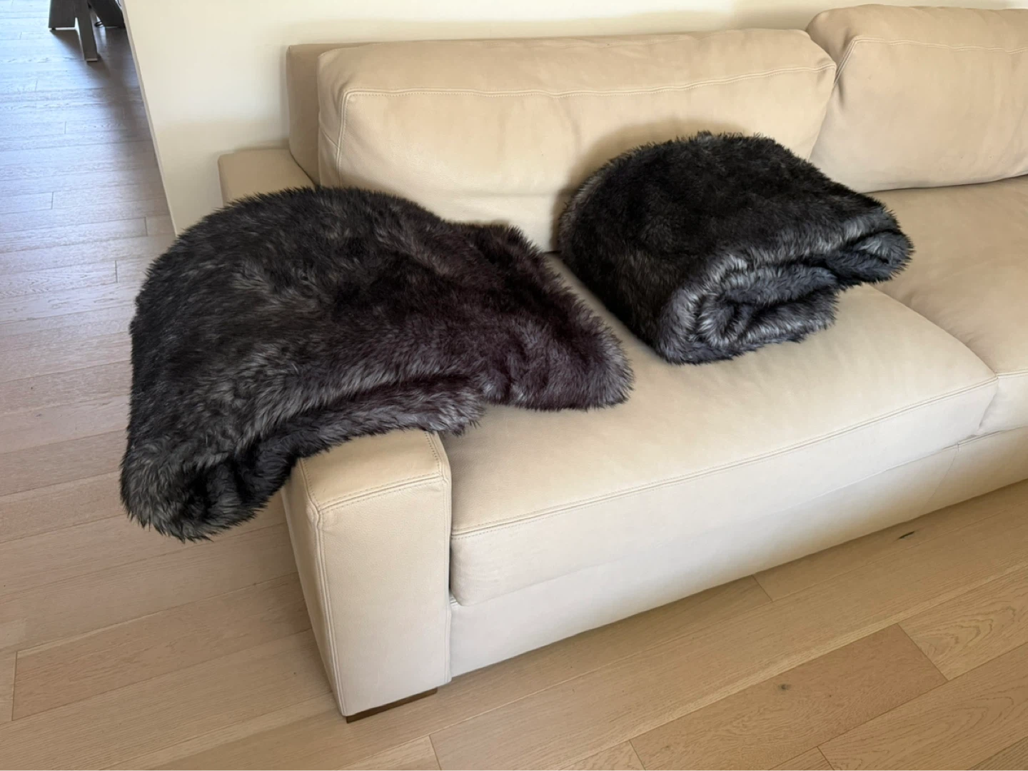 Decorative faux fur throw blankets - $50 for both