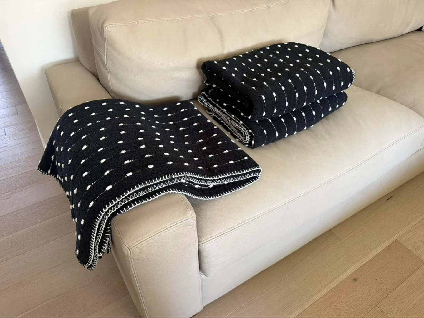 3 x black and white polka dot blankets