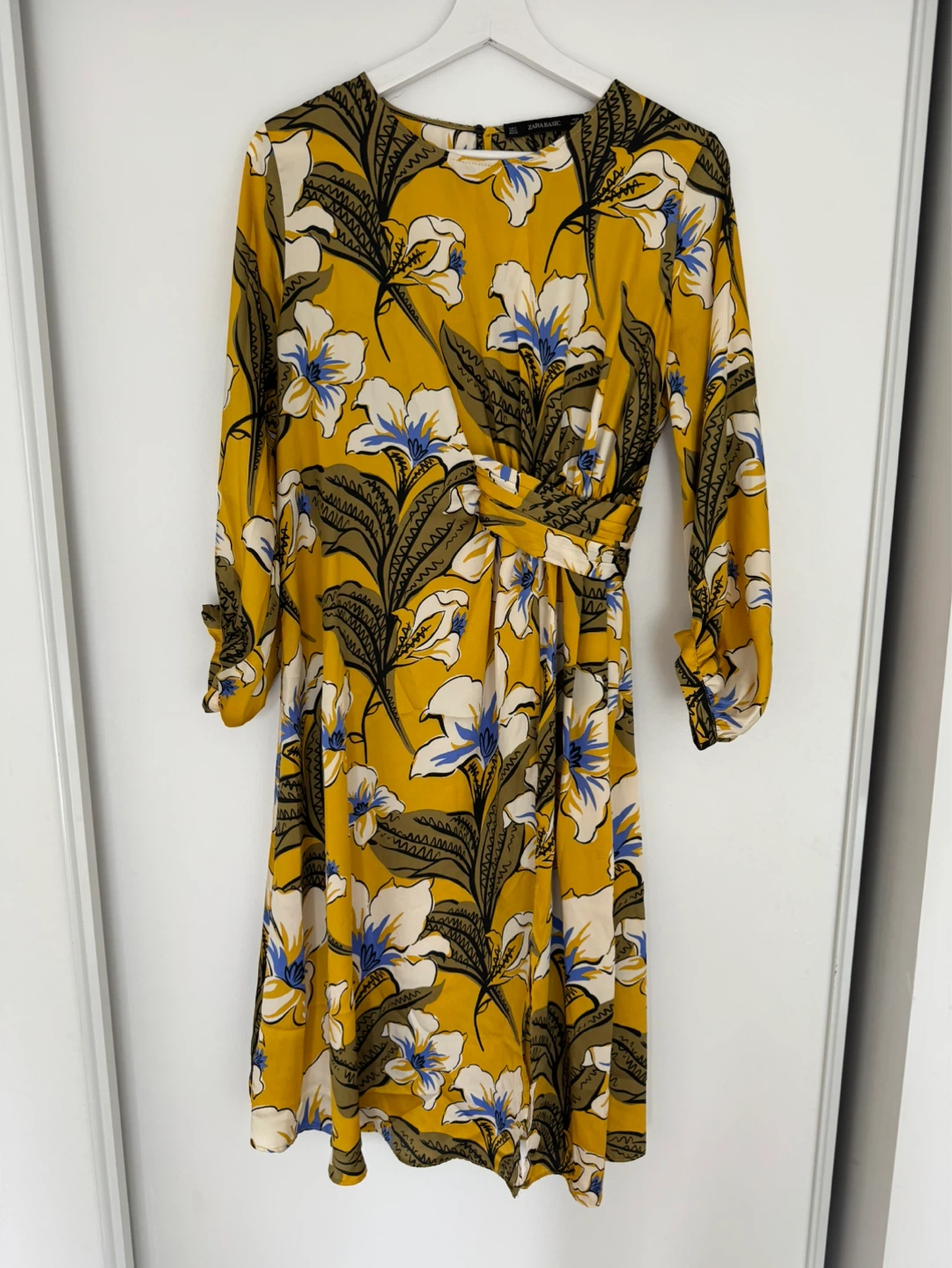 Zara Basic Yellow Floral Print Dress