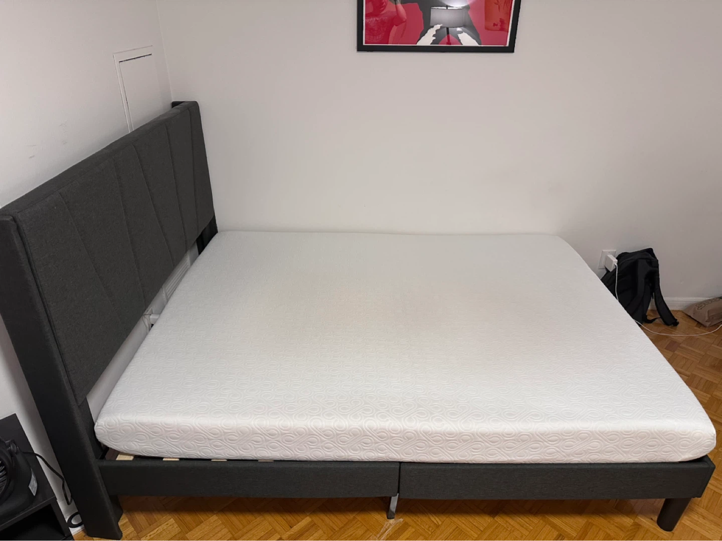 Queen Bed Frame and Bloom Mattress Bundle, Grey, Moving Sale - photo 2
