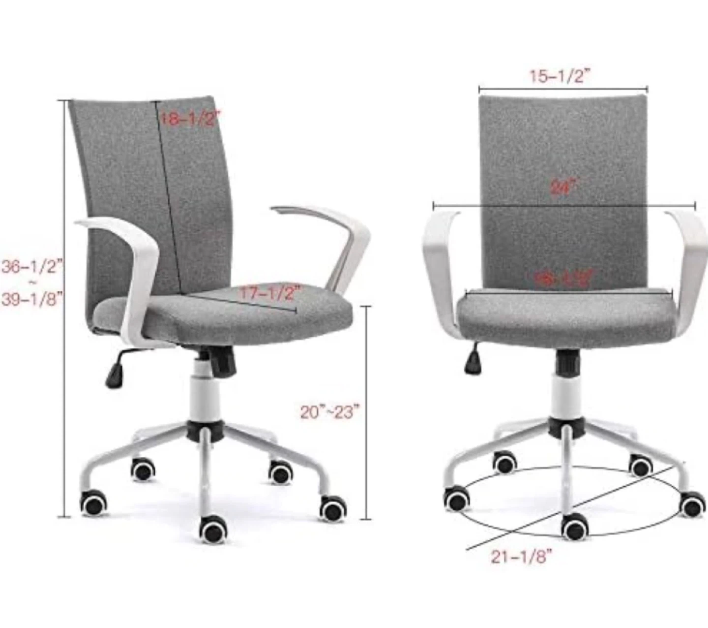 Grey Fabric Office Chair with White Frame - photo 2