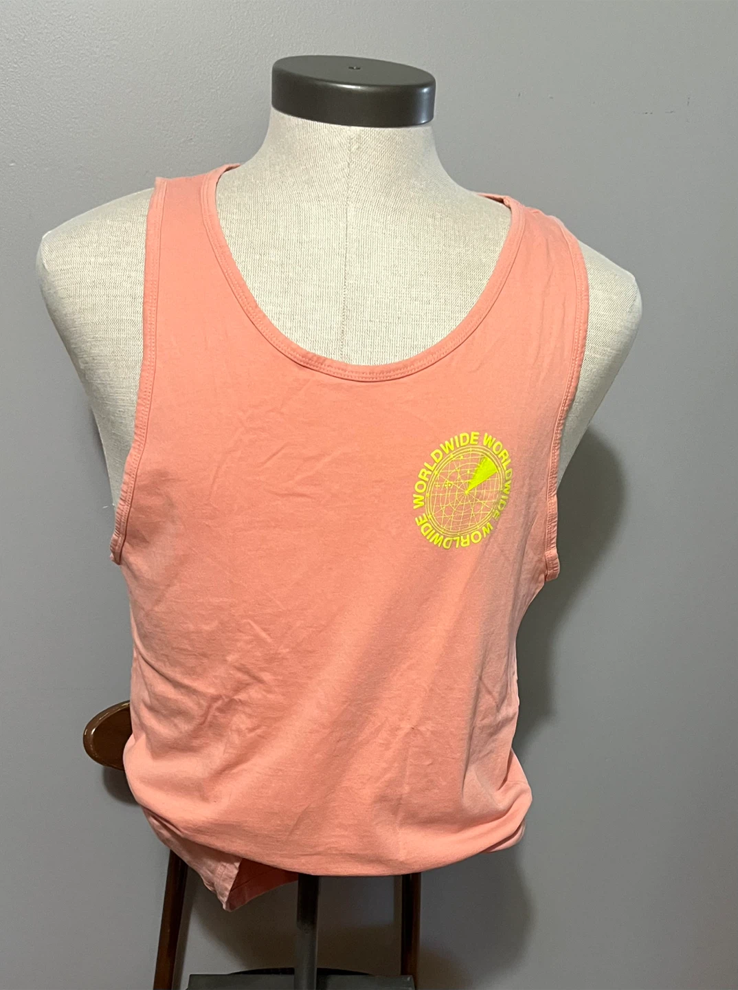 Small size Peach Tank Top with "Worldwide" Graphic - photo 3