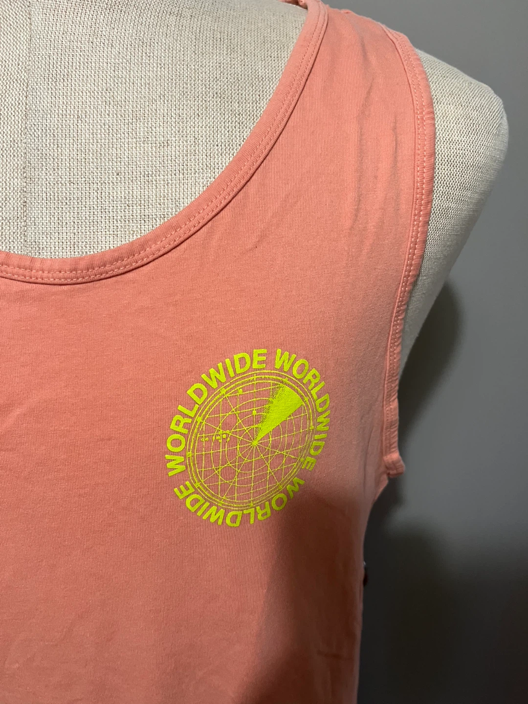 Small size Peach Tank Top with "Worldwide" Graphic - photo 2