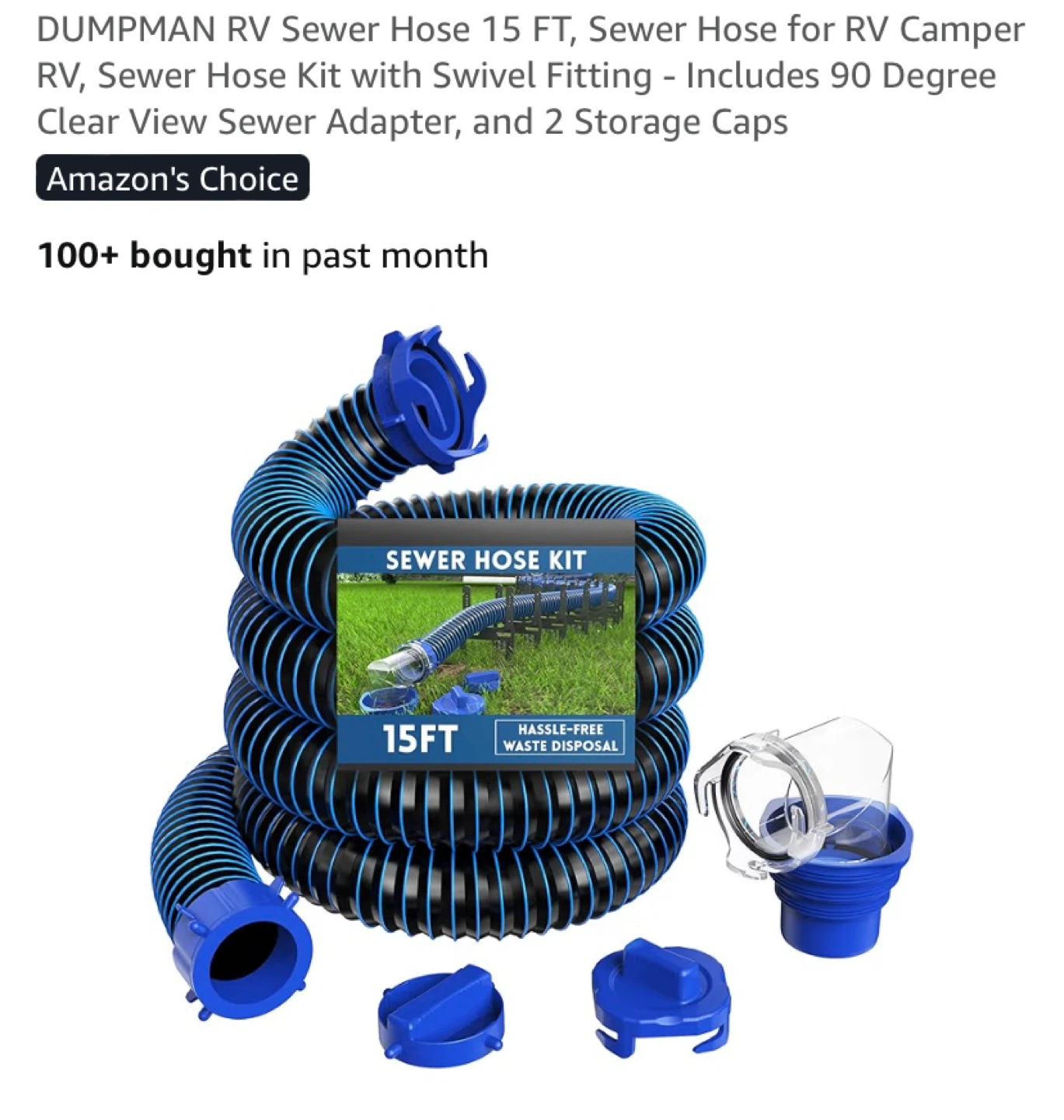 New DUMPMAN RV Sewer Hose Kit 15 FT