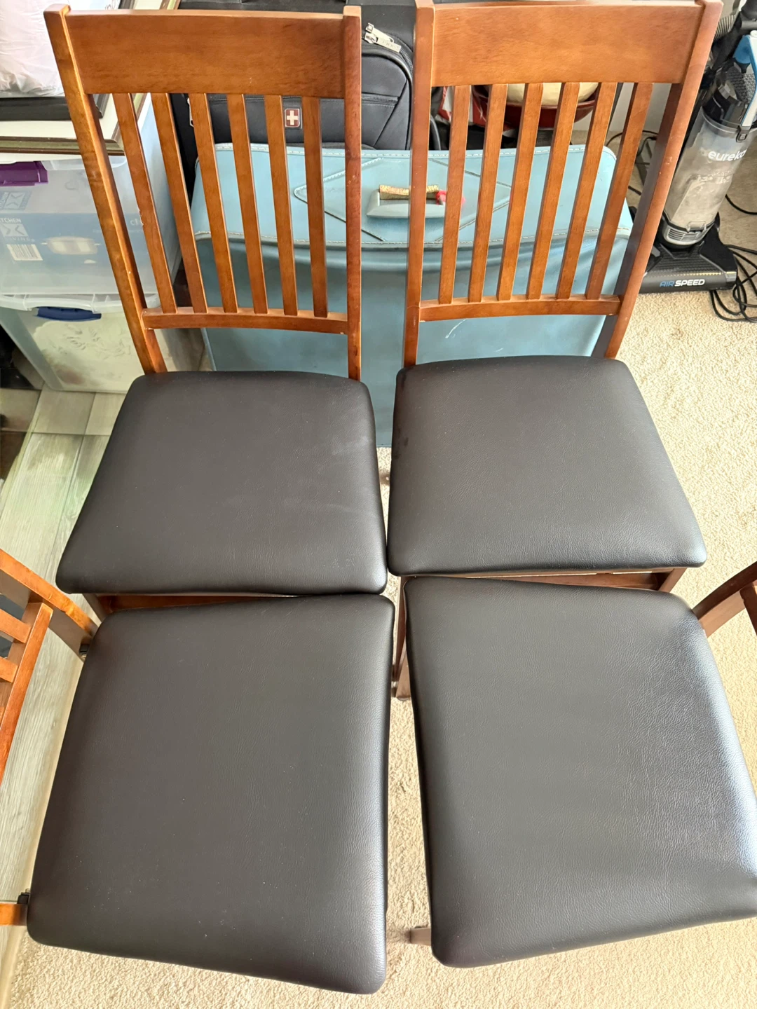 Set of 4 Wood Foldable Dining Chairs