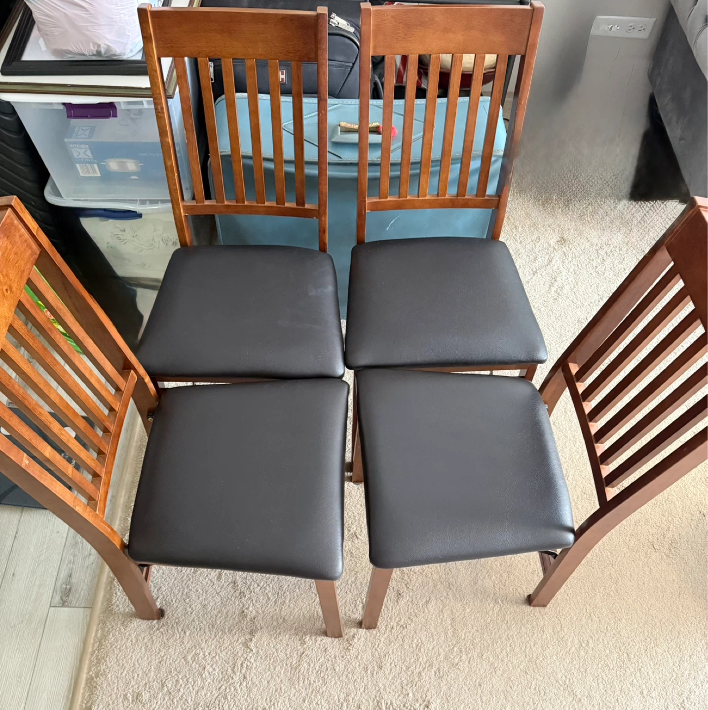 Set of 4 Wood Foldable Dining Chairs - photo 2