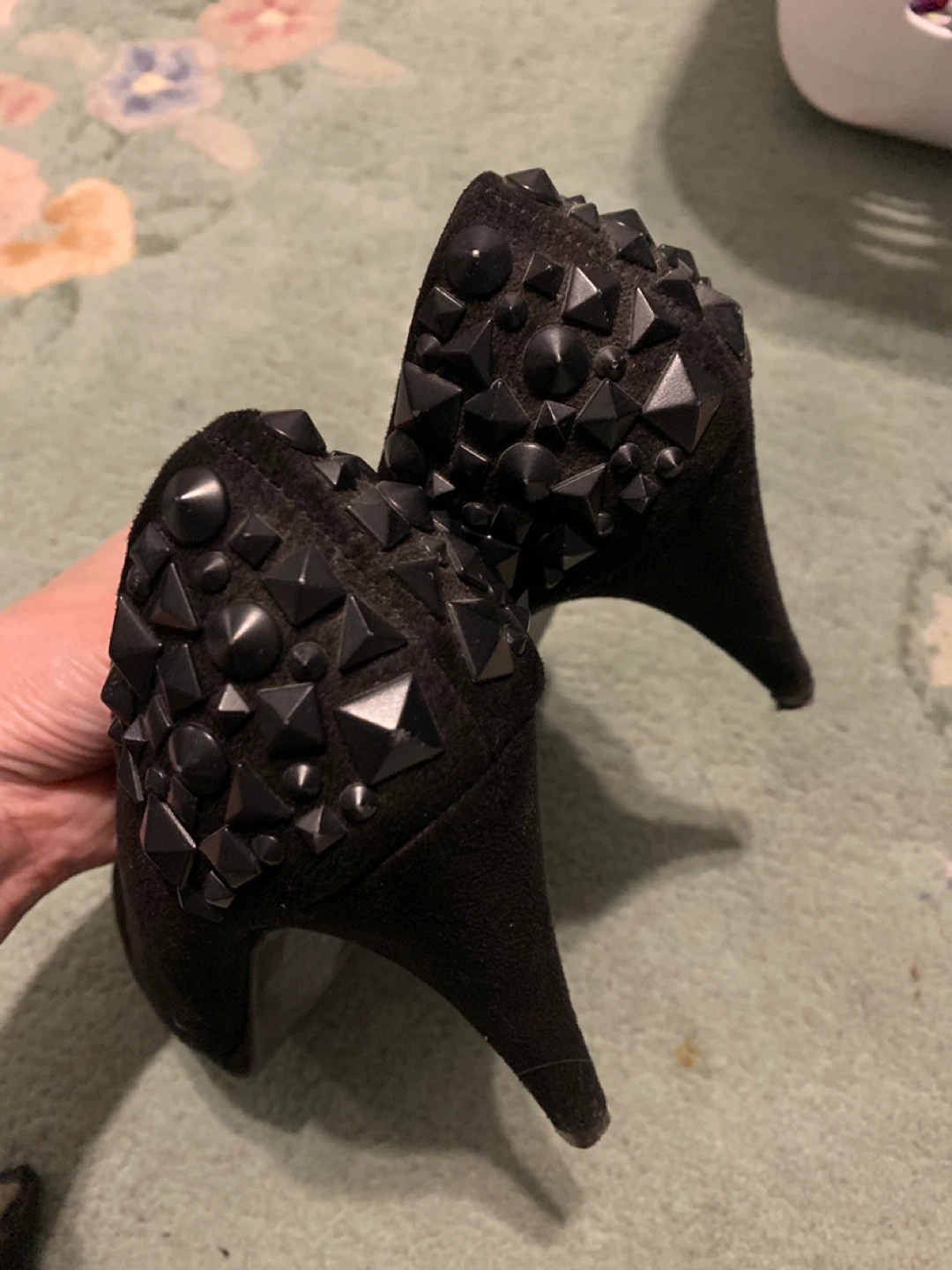 SPRING Black Studded Heels size 6