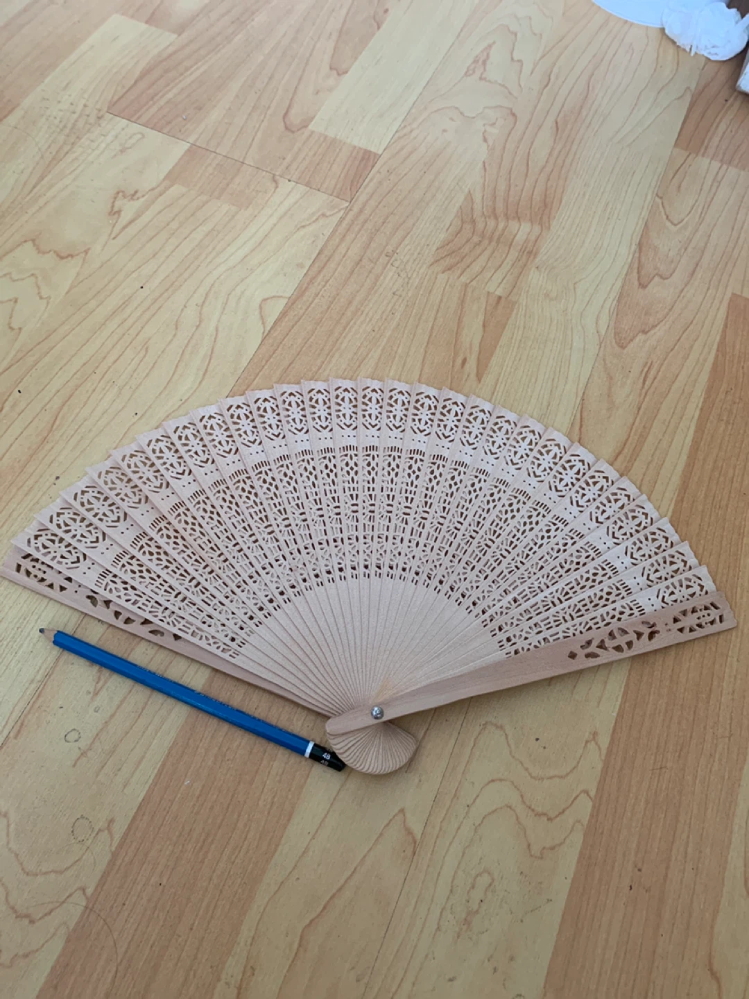 Wooden Hand Fan with Carved Design - photo 5