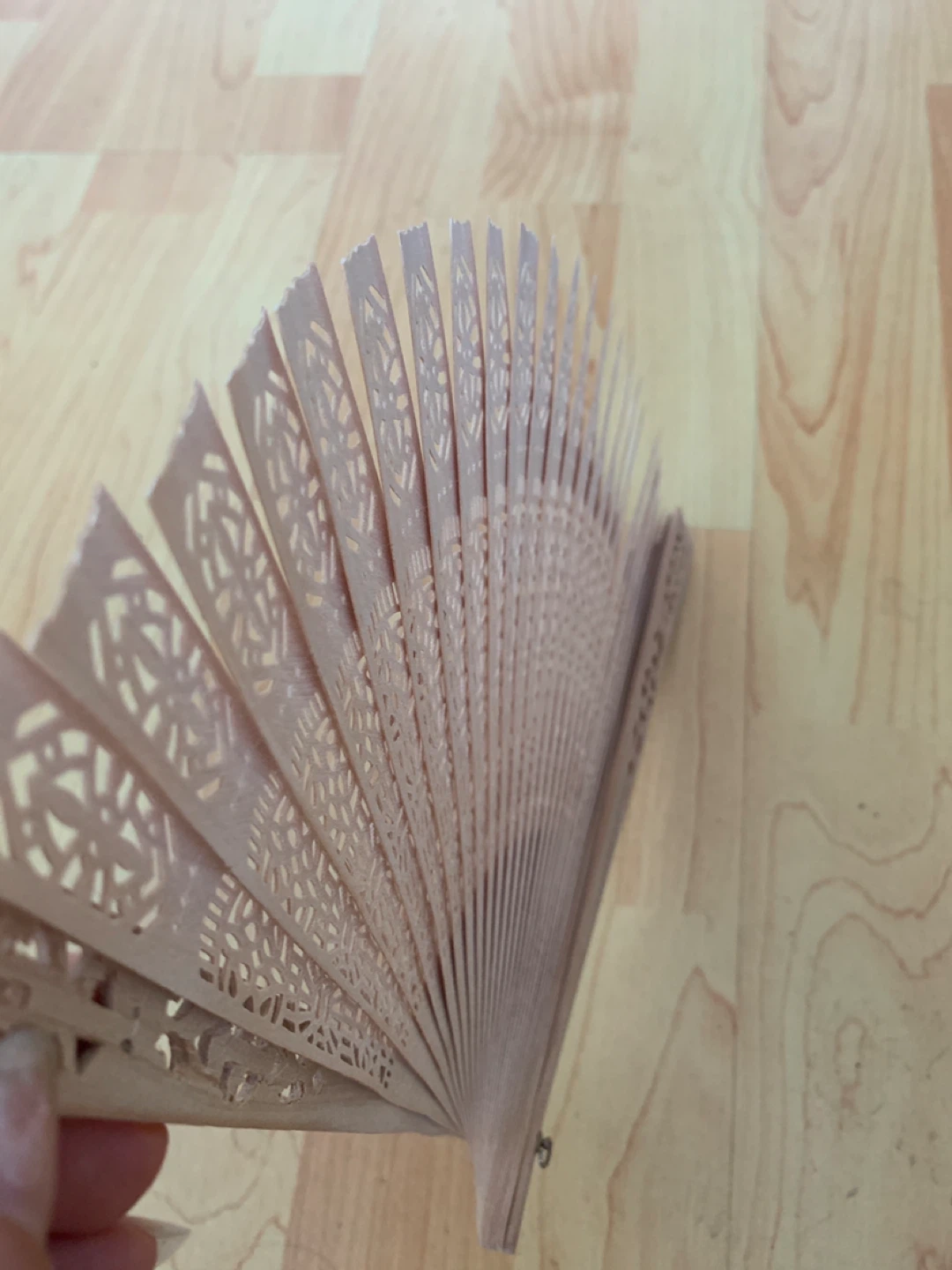 Wooden Hand Fan with Carved Design - photo 4